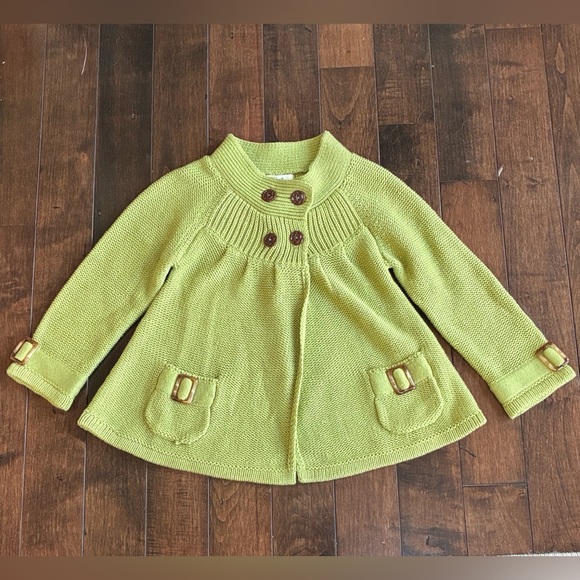 Matilda Jane Secret Fields Flutterby Sweater Chartreuse Girls 4 Buttons NWOT - Picture 1 of 6